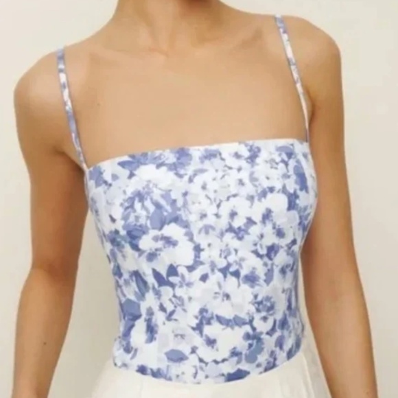 Reformation Tops - NWT Reformation Blue Overland Floral Linen Top (Size 6)